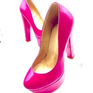 Hot pink, platform, 6 inch pump.